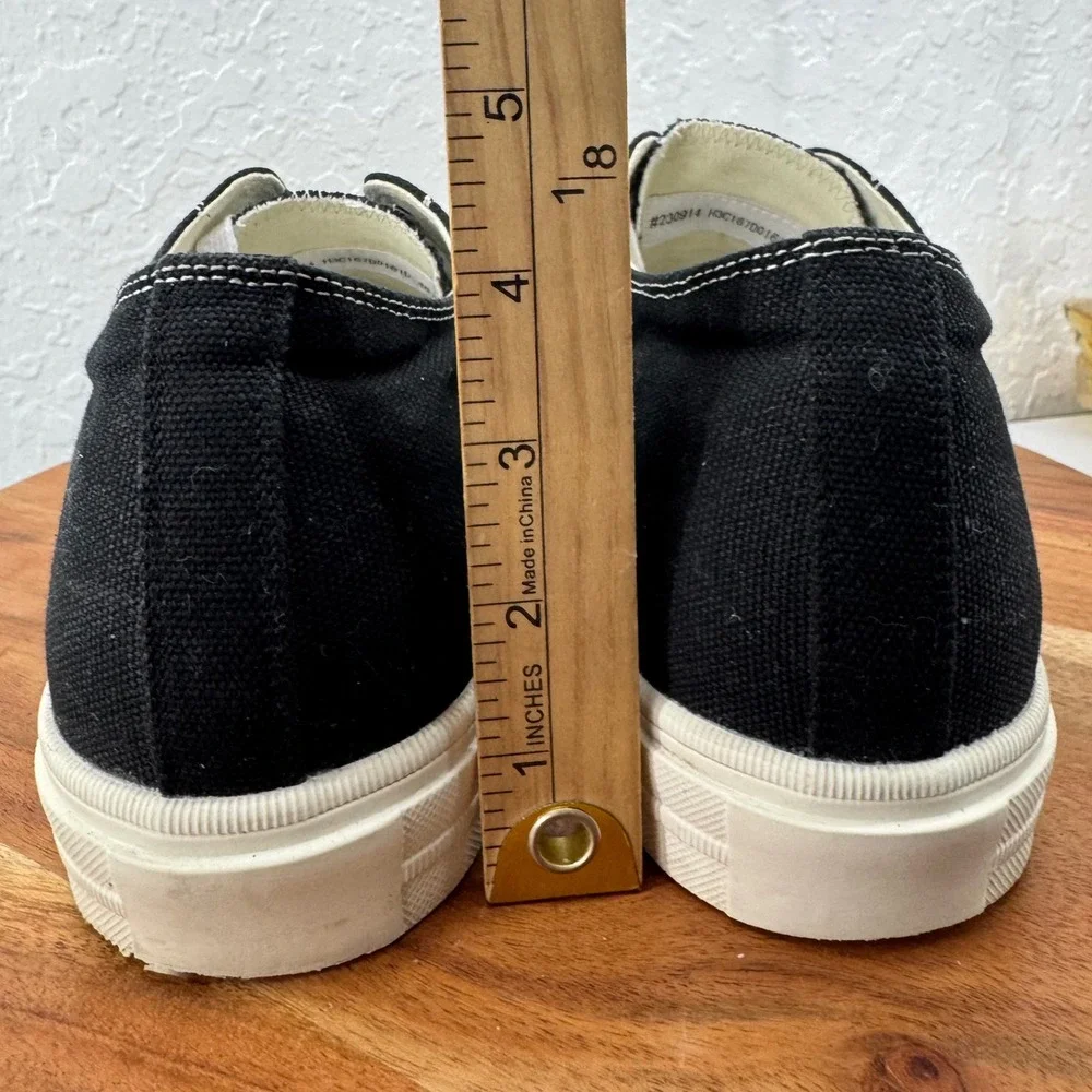 CHAMARIPA Black Canvas‎ Platform Sneakers Women EU 40 US 9 Cream Toe Cap